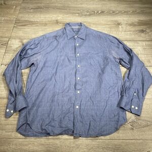 Tommy Bahama Shirt Mens Large Blue Linen Long Sleeve Button Up Casual